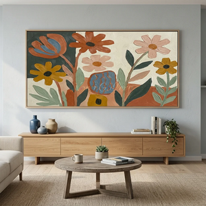 Large Modern Abstract Floral Oil Painting | Handmade Canvas Art #AA011