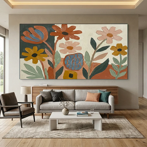 Large Modern Abstract Floral Oil Painting | Handmade Canvas Art #AA011
