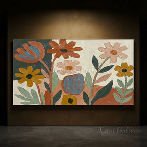 Large Modern Abstract Floral Oil Painting | Handmade Canvas Art #AA011