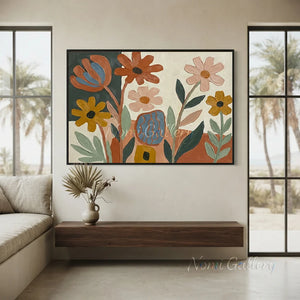 Large Modern Abstract Floral Oil Painting | Handmade Canvas Art #AA011