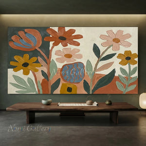 Large Modern Abstract Floral Oil Painting | Handmade Canvas Art #AA011