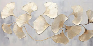 Golden Ginkgo Abstract Wall Art | Textured Floral Oil Painting #SS109