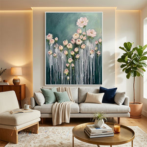 Handmade Luxury 3D Textured Orange Floral Canvas Art #TC018