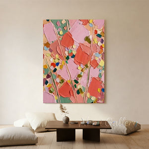Textured Boho Floral Wall Art for Living Room Decor #SS252
