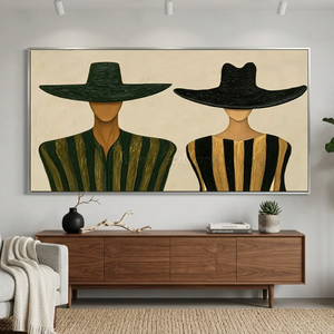Handmade Expressionist Minimalist Portrait Oil Painting #SS345