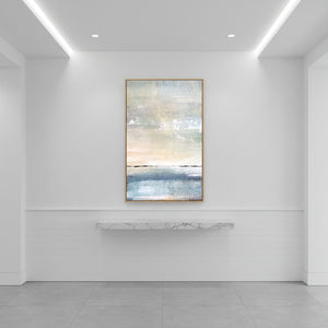 Large Abstract Ocean Oil Painting - Blue & Sand Textured Wall Art #SS079