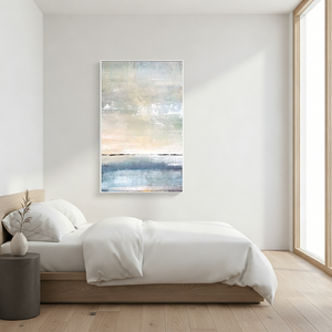 Large Abstract Ocean Oil Painting - Blue & Sand Textured Wall Art #SS079