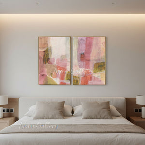 Handmade Abstract Pastel Oil Painting - Diptych Art #SS302