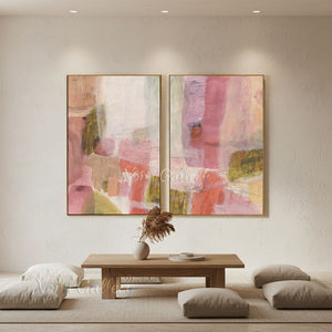 Handmade Abstract Pastel Oil Painting - Diptych Art #SS302