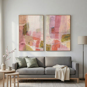 Handmade Abstract Pastel Oil Painting - Diptych Art #SS302