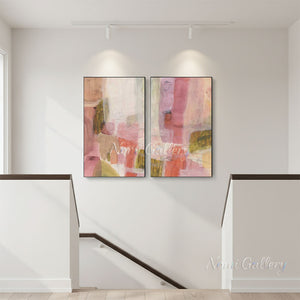 Handmade Abstract Pastel Oil Painting - Diptych Art #SS302