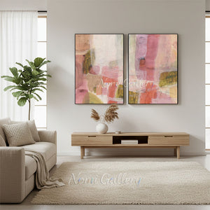 Handmade Abstract Pastel Oil Painting - Diptych Art #SS302