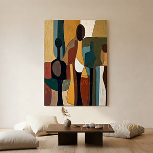 Mid-Century Abstract Figure Wall Art | Retro Canvas Painting #SS166