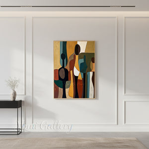 Mid-Century Abstract Figure Wall Art | Retro Canvas Painting #SS166