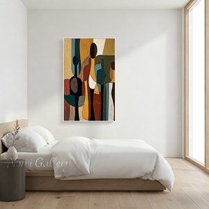 Mid-Century Abstract Figure Wall Art | Retro Canvas Painting #SS166