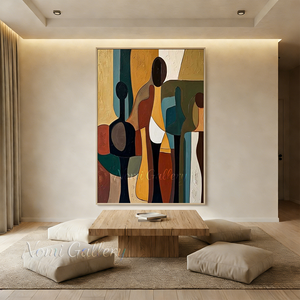 Mid-Century Abstract Figure Wall Art | Retro Canvas Painting #SS166