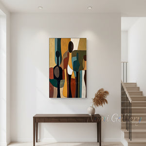 Mid-Century Abstract Figure Wall Art | Retro Canvas Painting #SS166