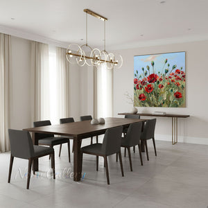 Handmade Abstract Red Poppy Field Impasto Canvas Artwork #TC039