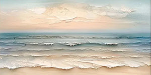 Large Abstract Blue Sea Textured Oil Painting #SS110