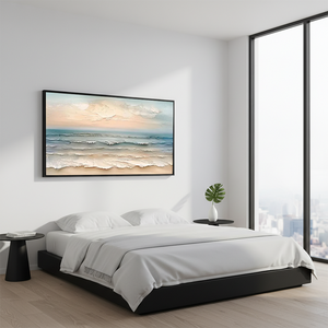 Large Abstract Blue Sea Textured Oil Painting #SS110