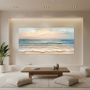 Large Abstract Blue Sea Textured Oil Painting #SS110