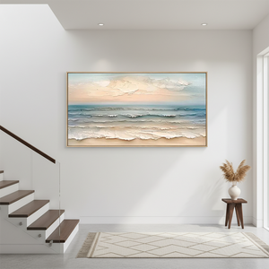 Large Abstract Blue Sea Textured Oil Painting #SS110