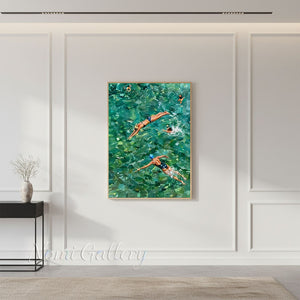 Minimalist Mint Green Sea Swimmer Art for Wall Decor #SS257
