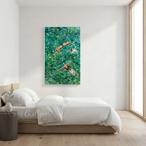Minimalist Mint Green Sea Swimmer Art for Wall Decor #SS257