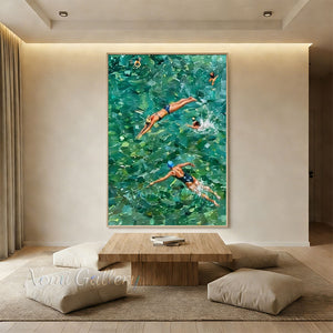Minimalist Mint Green Sea Swimmer Art for Wall Decor #SS257