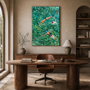 Minimalist Mint Green Sea Swimmer Art for Wall Decor #SS257