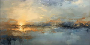 Abstract Sunset Ocean Oil Painting #SS112