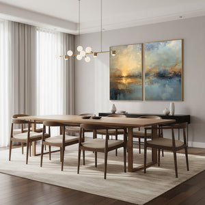 Hand-Painted Impressionist Sunset Sea 2-Piece Abstract Wall Art #SS099