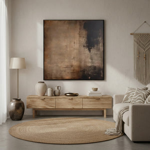 Wabi-Sabi Abstract Tranquility Oil Painting | Dark Earthy Wall Art #SS094