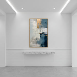 Modern Blue & Gold Abstract Oil Painting - Textured Minimalist Art #SS083