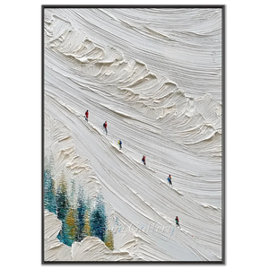 Dynamic Skiers on Textured Snowy Mountain Art #NM537