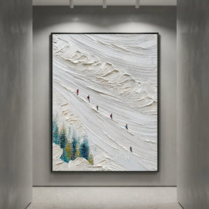 Dynamic Skiers on Textured Snowy Mountain Art #NM537