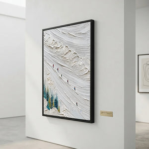 Dynamic Skiers on Textured Snowy Mountain Art #NM537