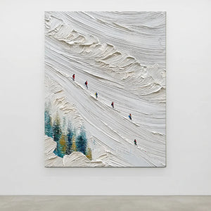 Dynamic Skiers on Textured Snowy Mountain Art #NM537