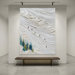 Dynamic Skiers on Textured Snowy Mountain Art #NM537