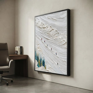 Dynamic Skiers on Textured Snowy Mountain Art #NM537