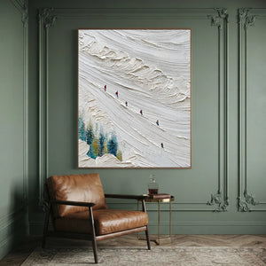 Dynamic Skiers on Textured Snowy Mountain Art #NM537