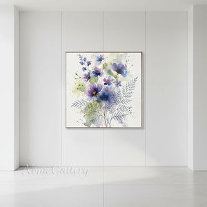 Handmade Abstract Purple Botanical Wildflower Oil Painting #TC037