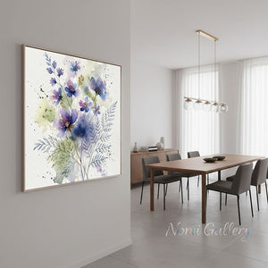 Handmade Abstract Purple Botanical Wildflower Oil Painting #TC037