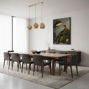 Retro Olive Green Figure Painting - Academic Wall Decor #SS254