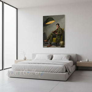 Retro Olive Green Figure Painting - Academic Wall Decor #SS254