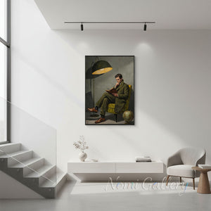 Retro Olive Green Figure Painting - Academic Wall Decor #SS254