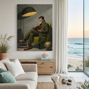 Retro Olive Green Figure Painting - Academic Wall Decor #SS254