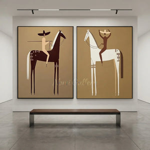 Handmade Minimalist Americana Horse Oil Painting Set #SS338