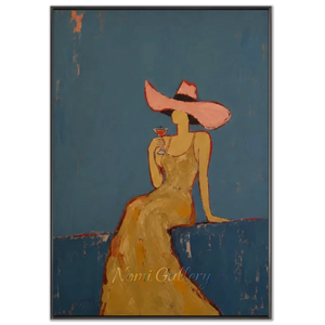 Handcrafted Abstract Cocktail Lady Oil Painting #SS312