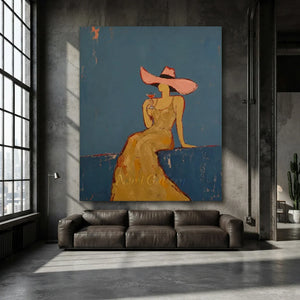 Handcrafted Abstract Cocktail Lady Oil Painting #SS312